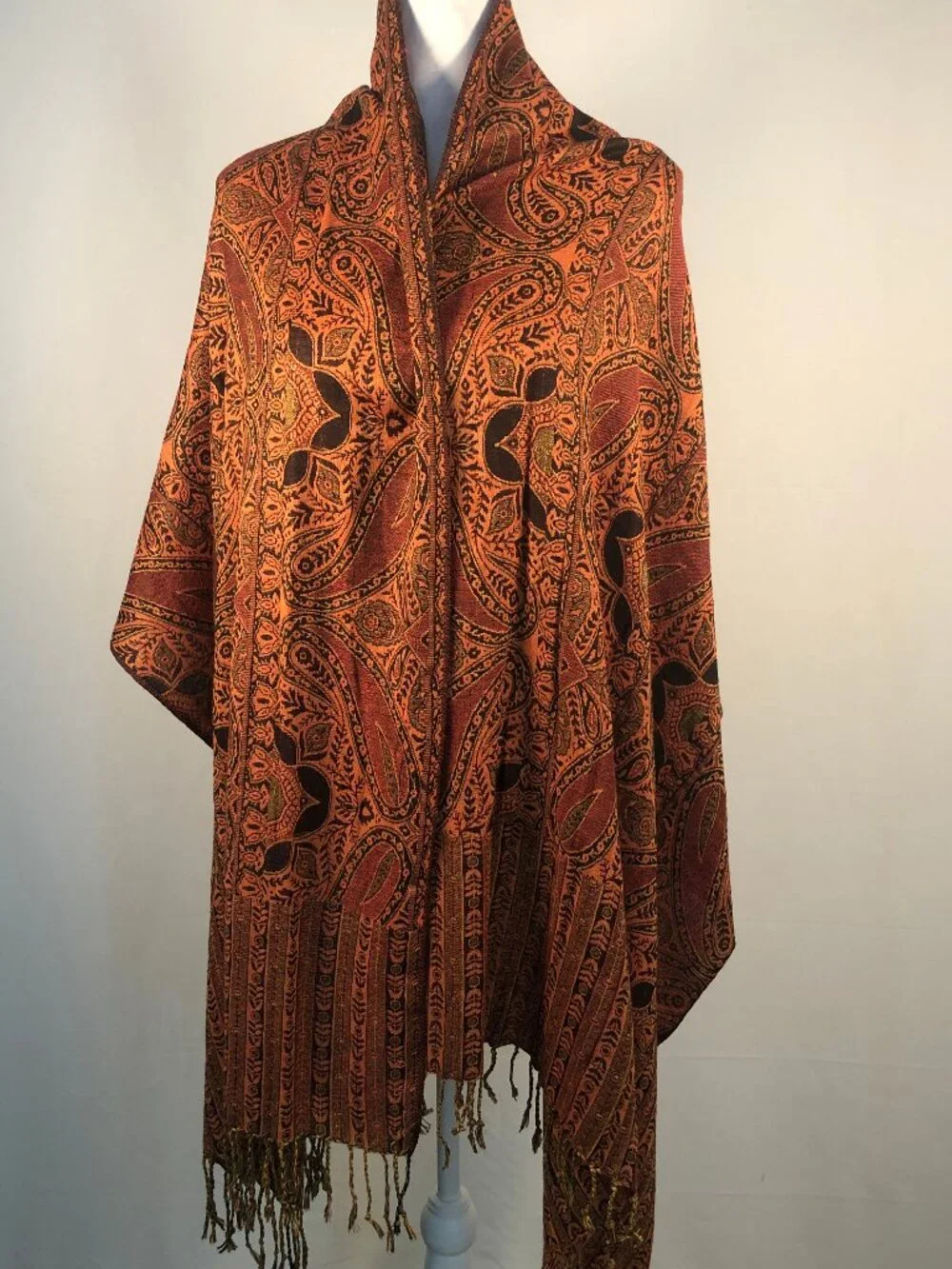 Oversized Paisley Jacquard Wrap Shawl | 86